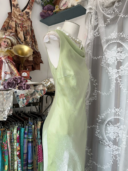 Gorgeous Light Green Cowl Neck Elegant Mermaid Long Evening Dress Prom Dresses D1671