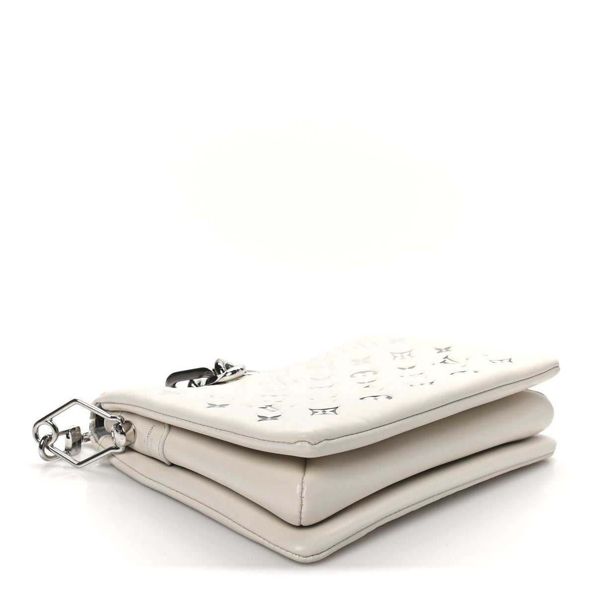 Lambskin Embossed Monogram Coussin PM Cream Grey