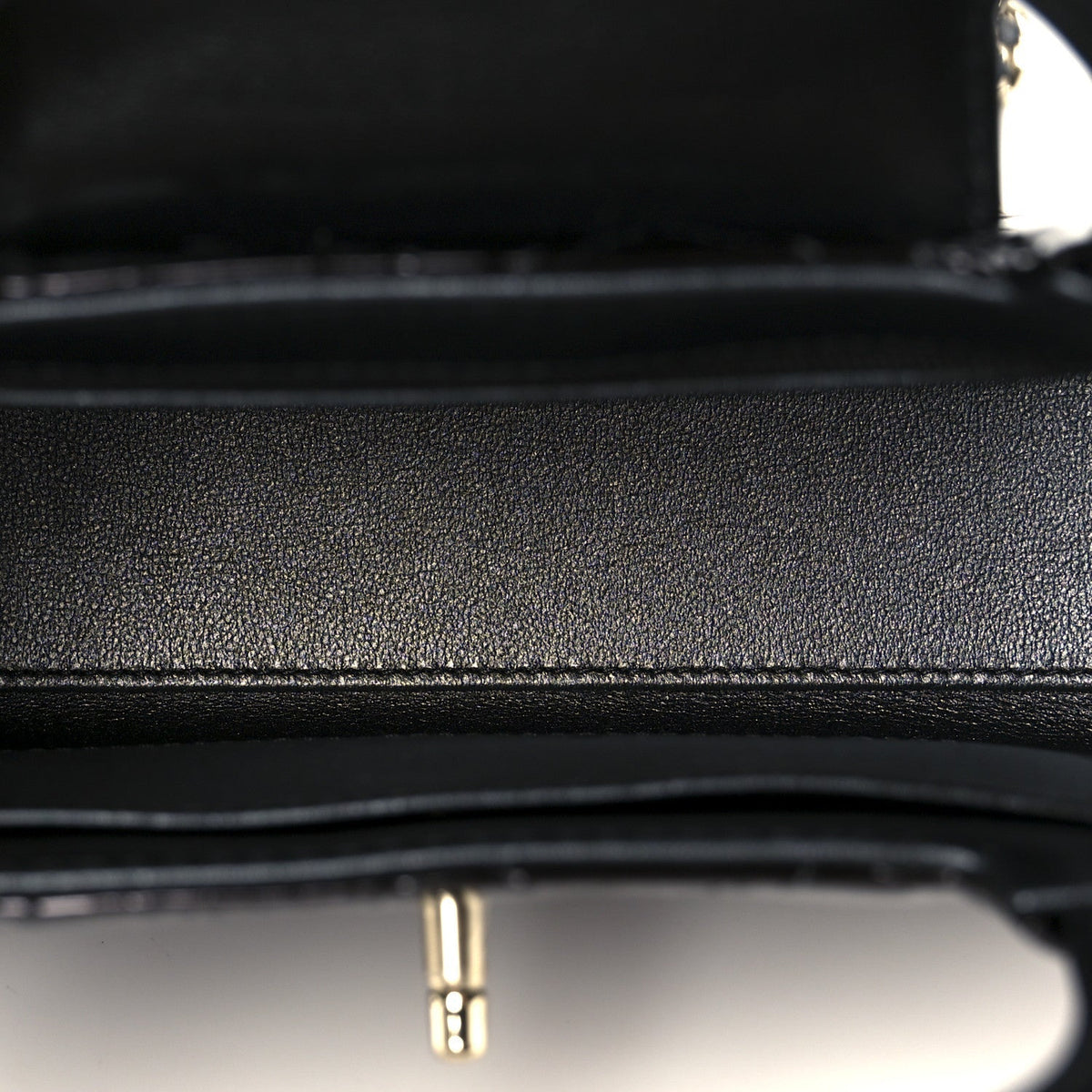 Mirror Calfskin Quilted Nano Kelly Shopper Black
