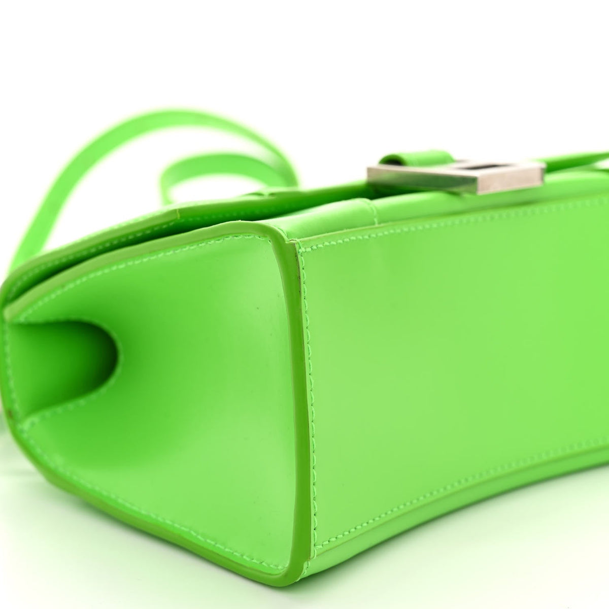 Shiny Box Calfskin Hourglass Top Handle Bag XS Fluo Green