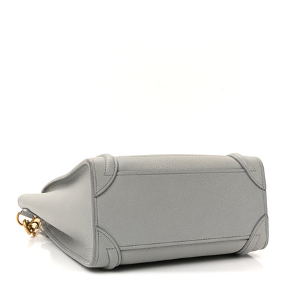 Drummed Calfskin Nano Luggage Pearl Blue