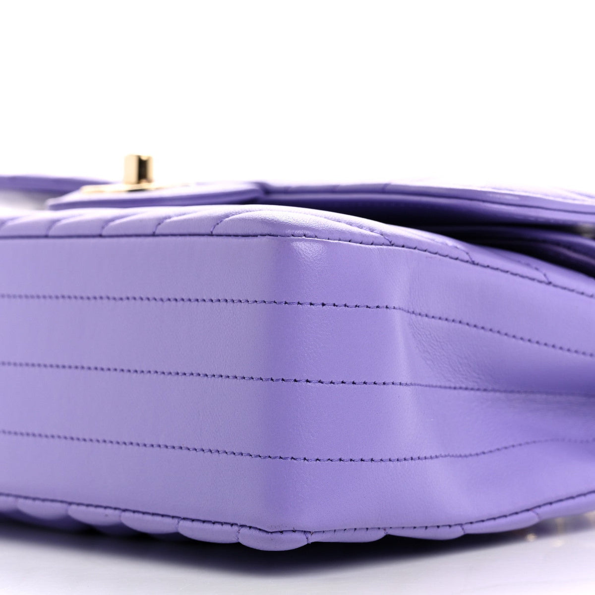 Lambskin Chevron Quilted Small Double Flap Purple