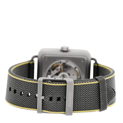 Stainless Steel Fabric 38mm Carre H Automatic Watch Gris Perle