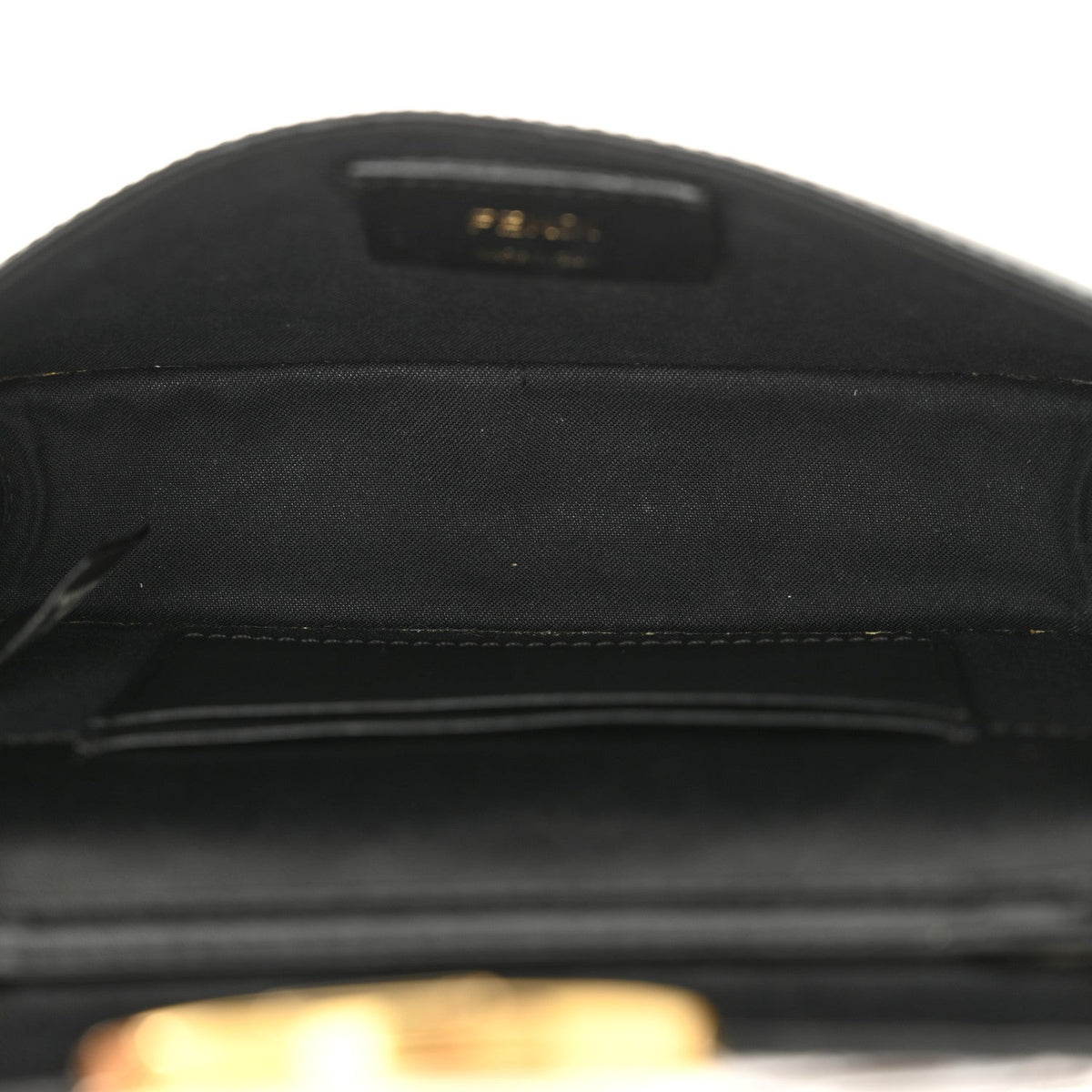 Vitello Liberty F is Fendi Bi-Color FF 1974 Embossed Envelope Belt Bag Maya Black