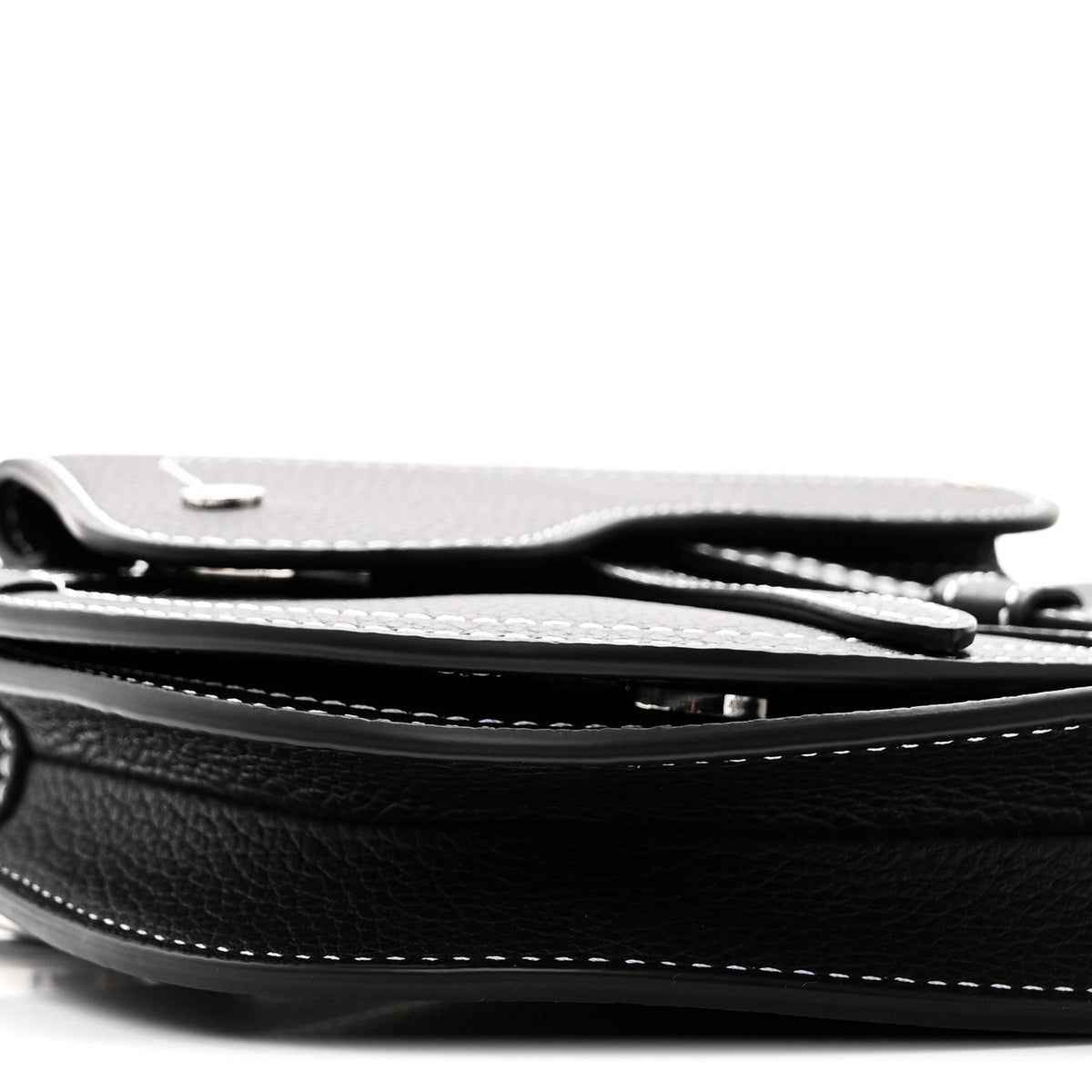 X KAWS Grained Calfskin Saddle Pouch Black