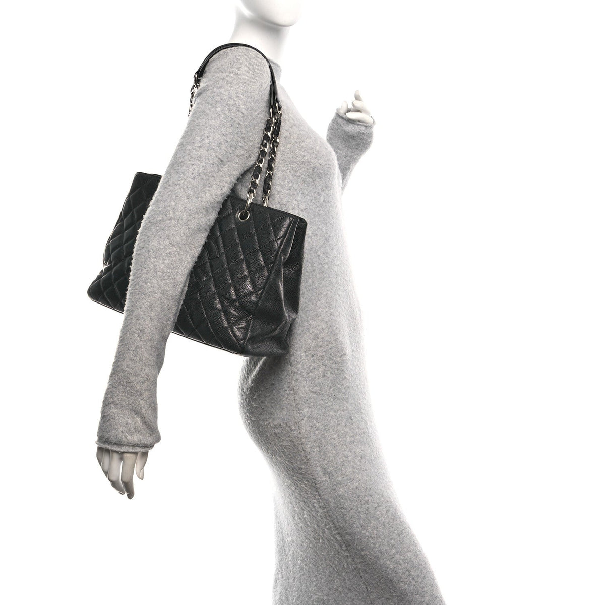 Caviar Quilted Grand Shopping Tote GST Black