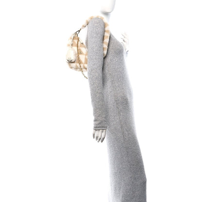 Shearling Symbole Mini Triangle Bag Ecru White
