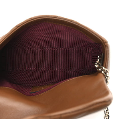Lambskin Matelasse Mini GG Marmont Shoulder Bag Brown