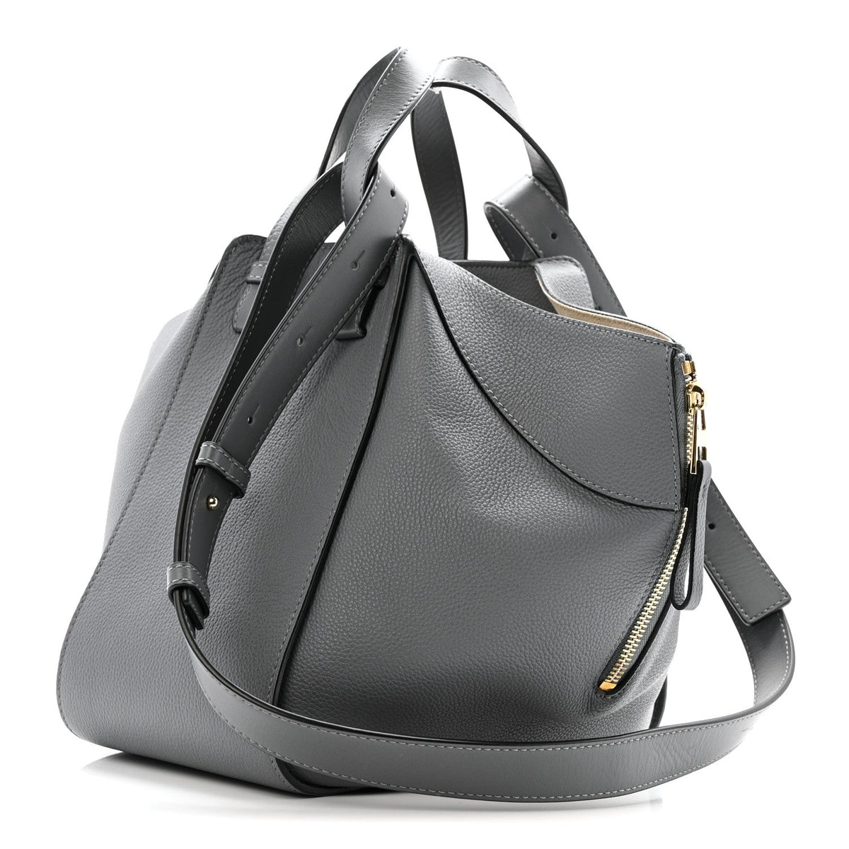 Grained Calfskin Small Hammock Shoulder Bag Asphalt