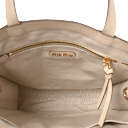 Goatskin Logo Embossed Shopping Tote Lino