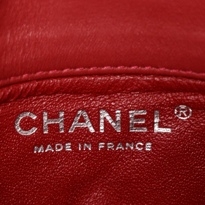 Patent Quilted Mini Flap Clutch With Chain  Red