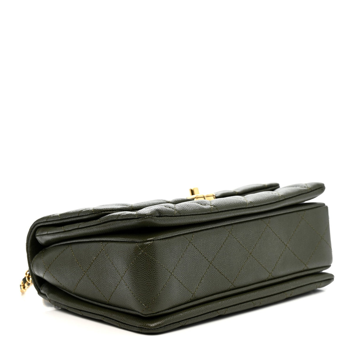 Caviar Quilted Mini Coco First Flap Khaki