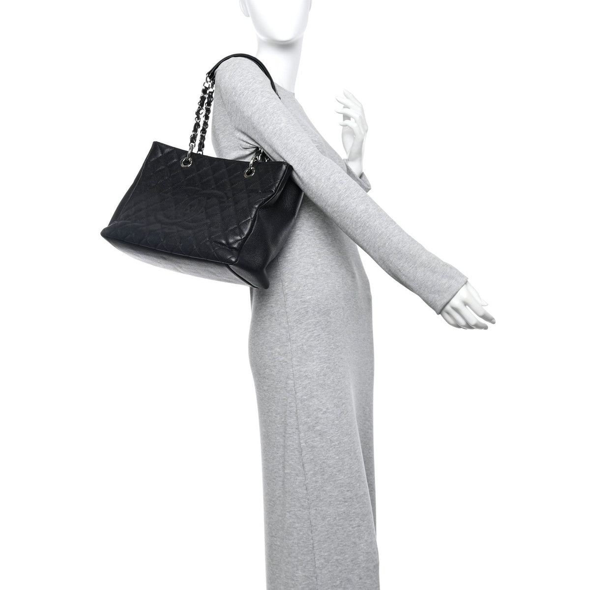 Caviar Quilted Grand Shopping Tote GST Black
