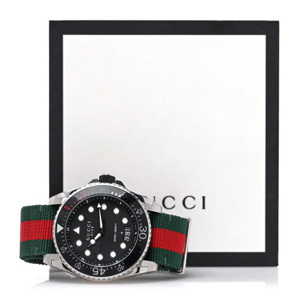 Stainless Steel Nylon 45mm Dive Quartz Watch Black
