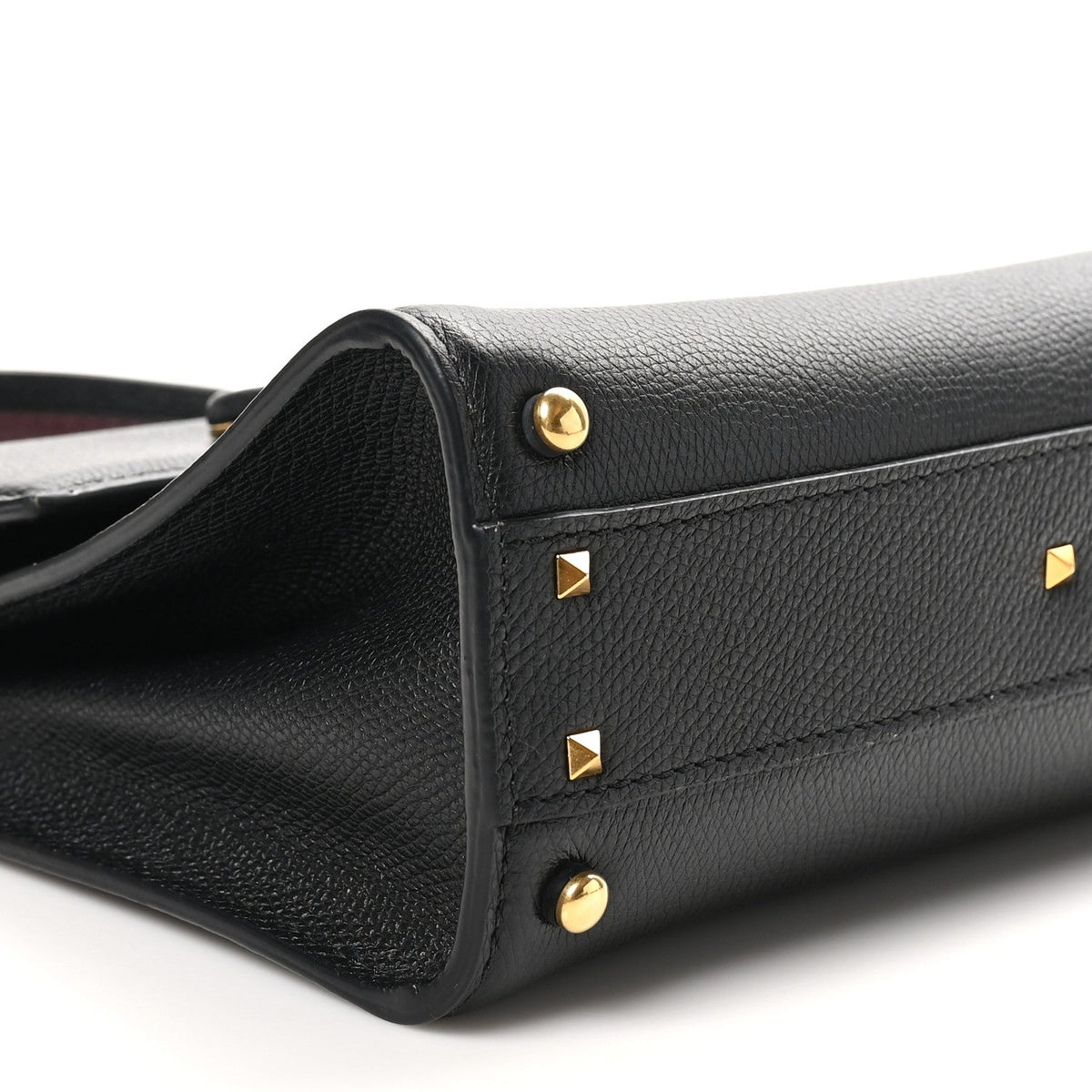 Grainy Calfskin Small VSling Top Handle Bag Black