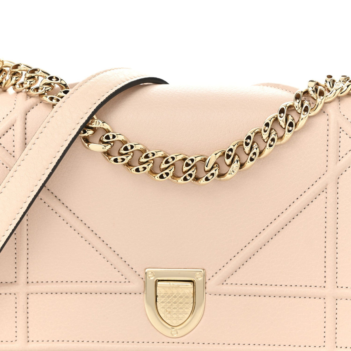 Grained Calfskin Small Diorama Flap Bag Nude