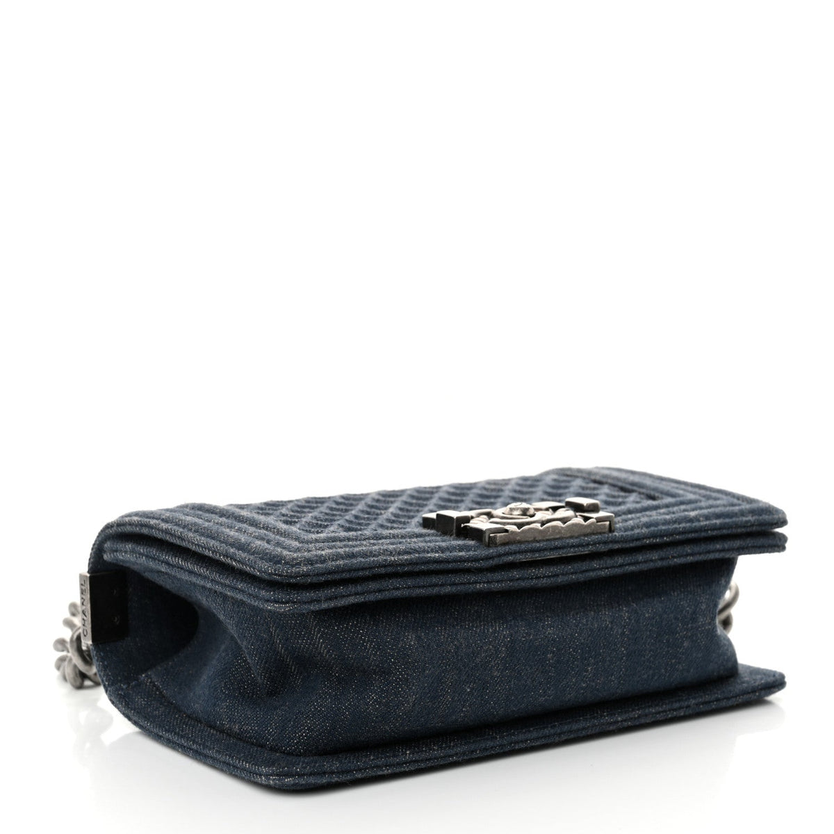 Denim Embossed Small Boy Flap Blue