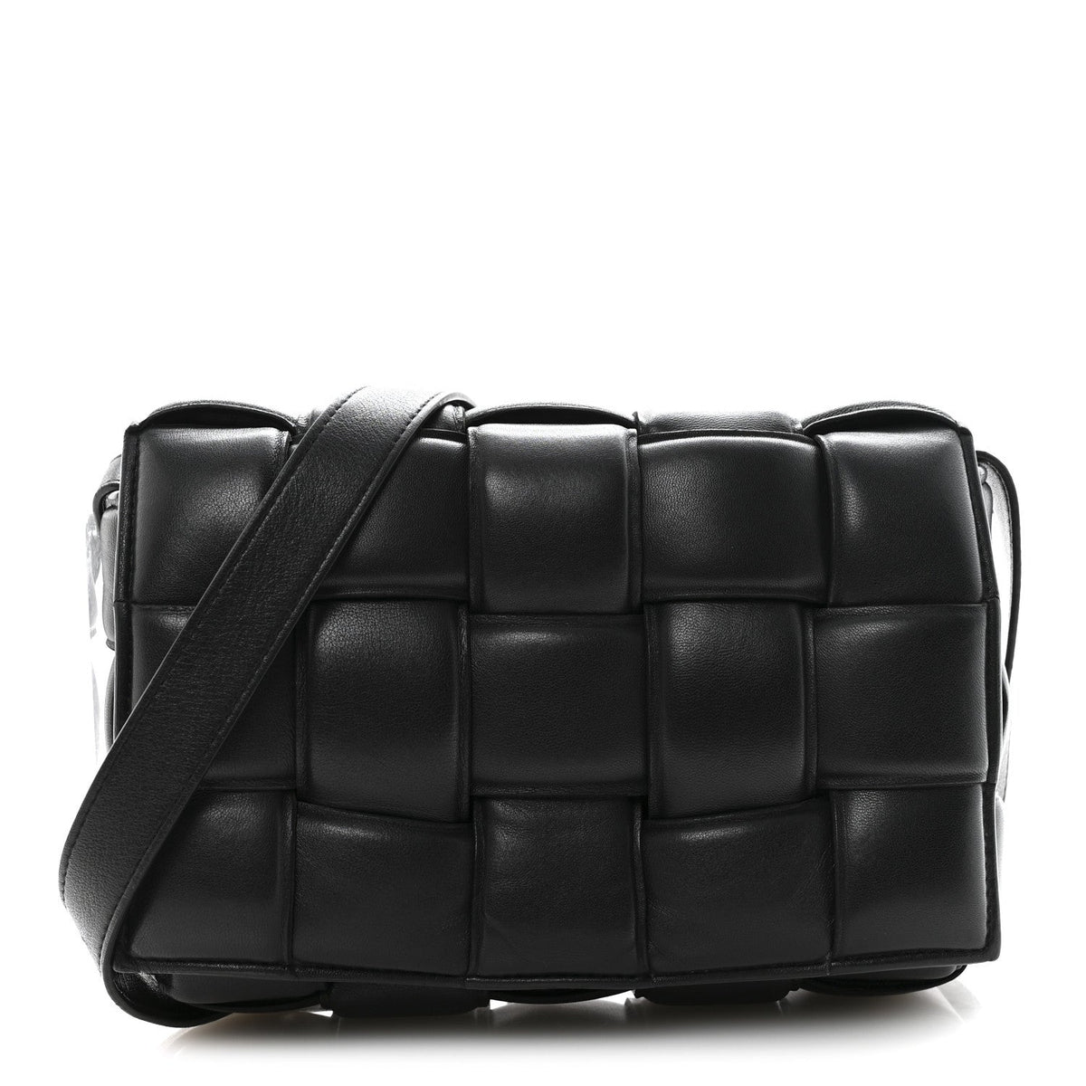 Nappa Maxi Intreccio Padded Cassette Crossbody Bag Black