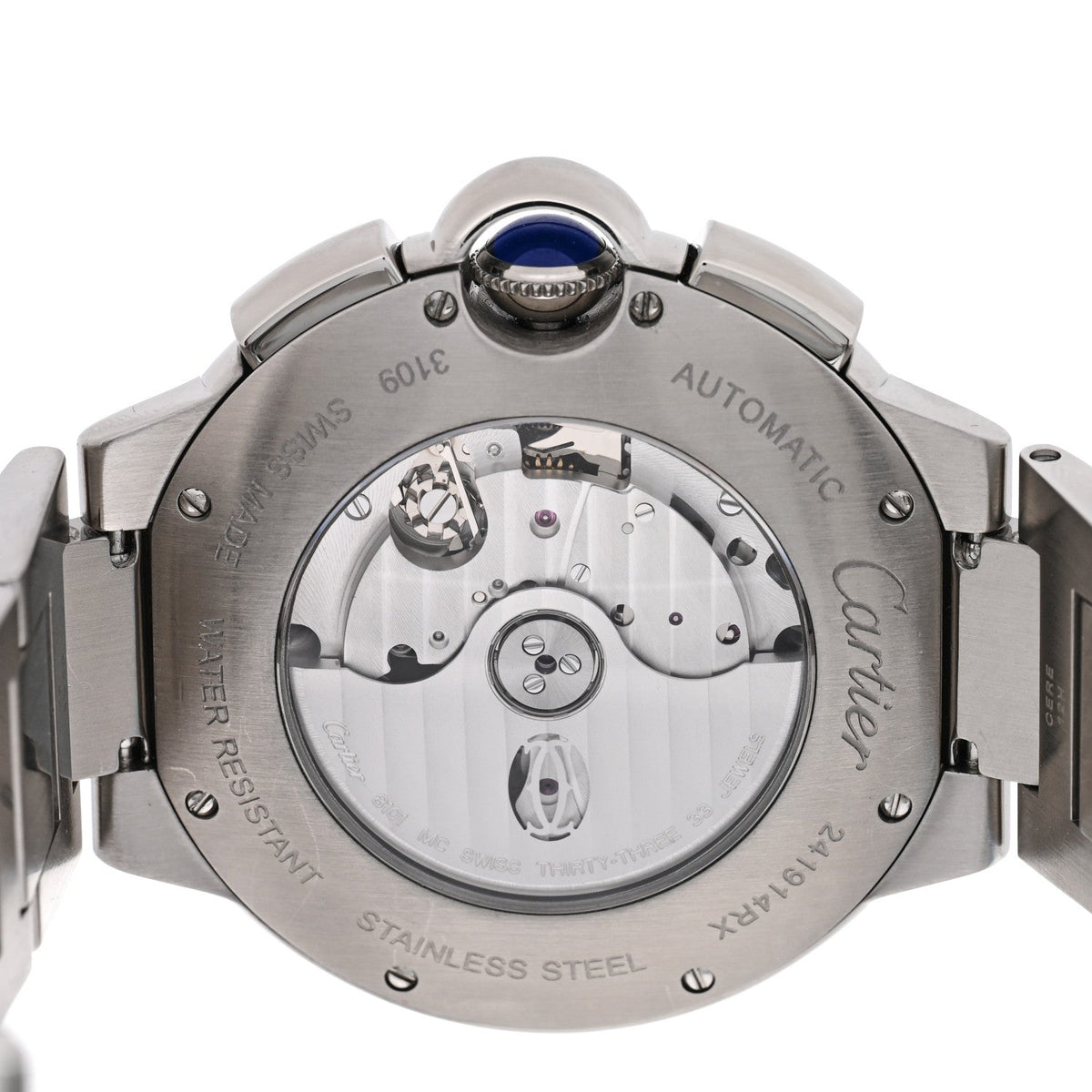 Stainless Steel 44mm Ballon Bleu De Cartier Chronograph Automatic Watch Black