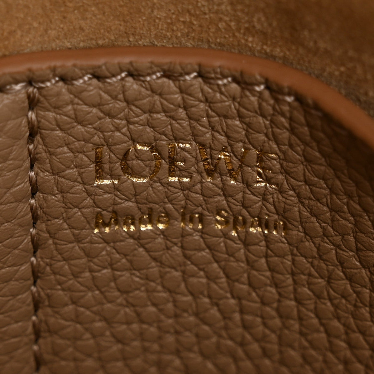 Soft Grained Calfskin Mini Pebble Bucket Bag Oak