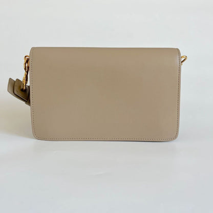 JW Anderson Logo Beige Leather Shoulder Bag