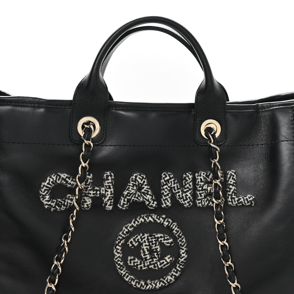 Calfskin Tweed Medium Deauville Tote Black Multicolor