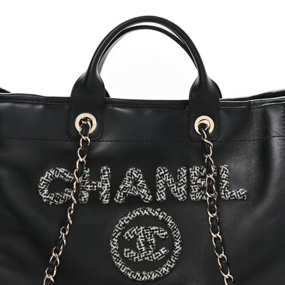 Calfskin Tweed Medium Deauville Tote Black Multicolor