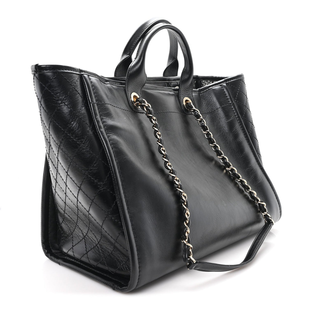 Calfskin Tweed Medium Deauville Tote Black Multicolor