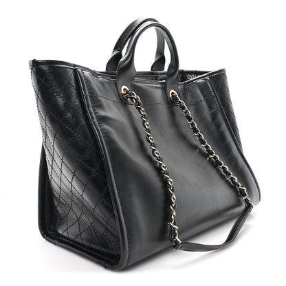 Calfskin Tweed Medium Deauville Tote Black Multicolor