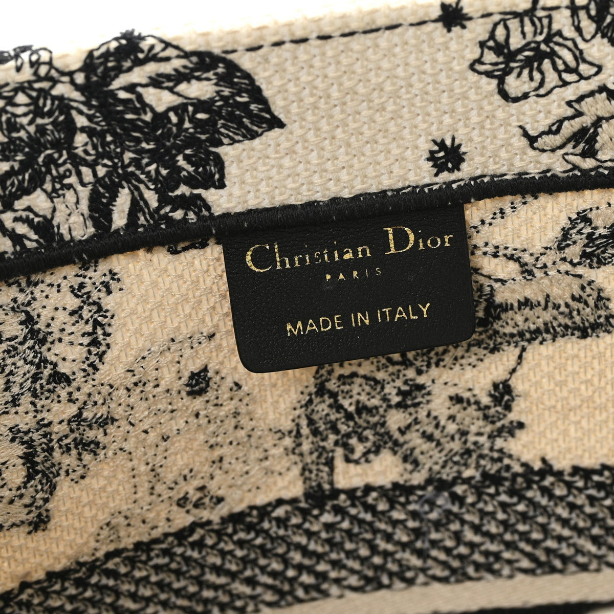 Canvas Embroidered Small Zodiac Toile De Jouy Book Tote Latte