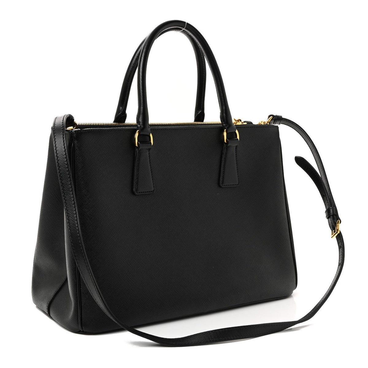 Saffiano Medium Galleria Double Zip Tote Black
