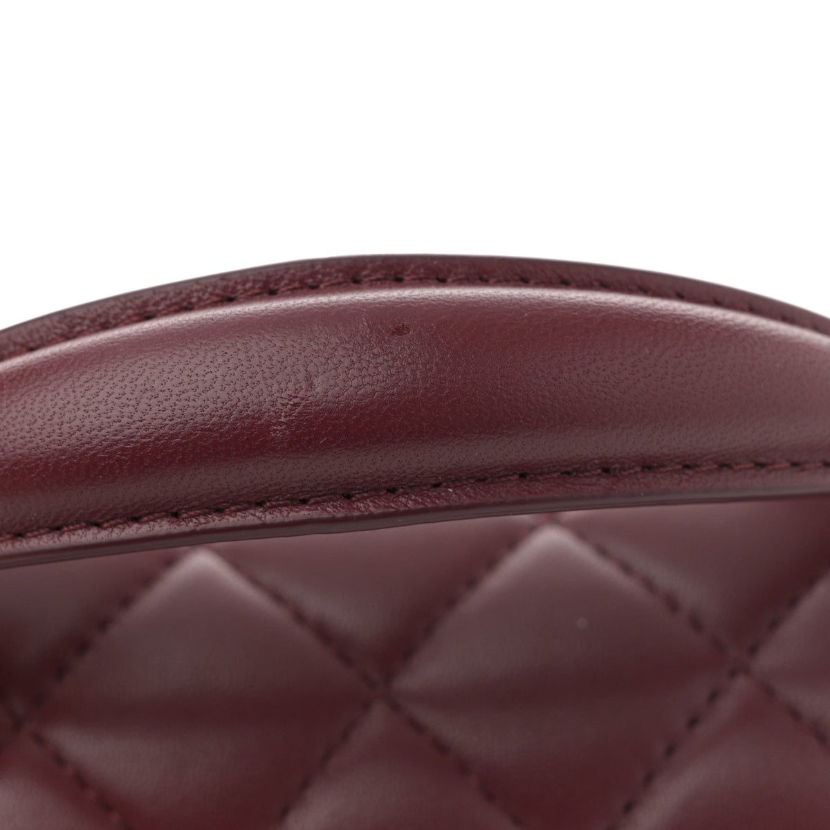 Lambskin Quilted Mini Top Handle Rectangular Flap Burgundy