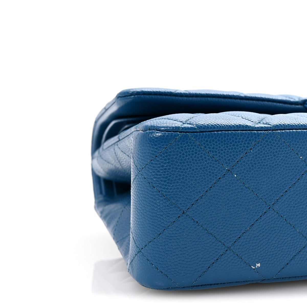 Caviar Quilted Medium Double Flap Blue