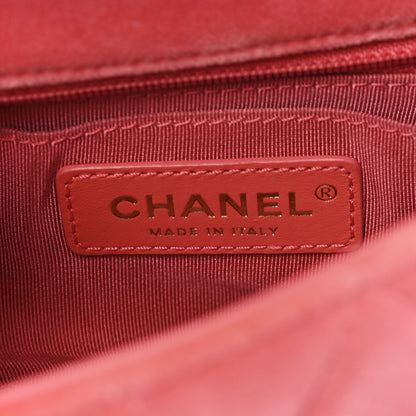 Velvet Quilted Mini Square Pearl Crush Flap Coral