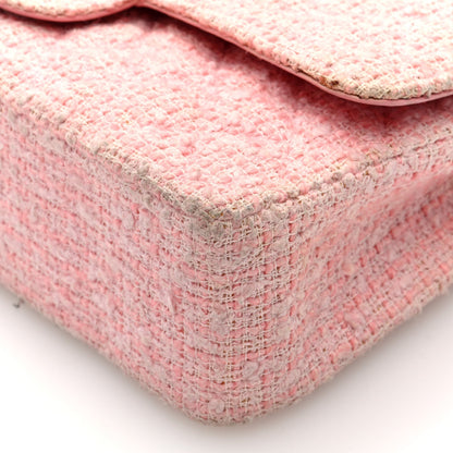 Tweed Medium Double Flap Pink