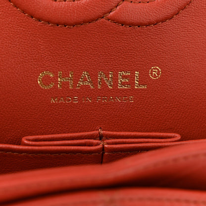 Lambskin Quilted Small Double Flap Red