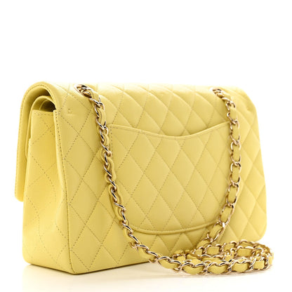 Caviar Quilted Medium Double Flap Yellow