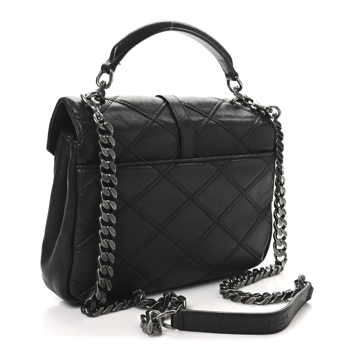Calfskin Matelasse Diamond Quilted Monogram Medium College Bag Black
