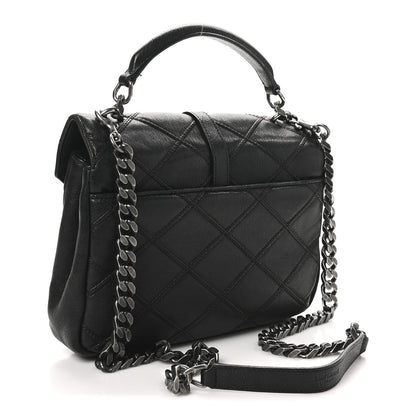 Calfskin Matelasse Diamond Quilted Monogram Medium College Bag Black