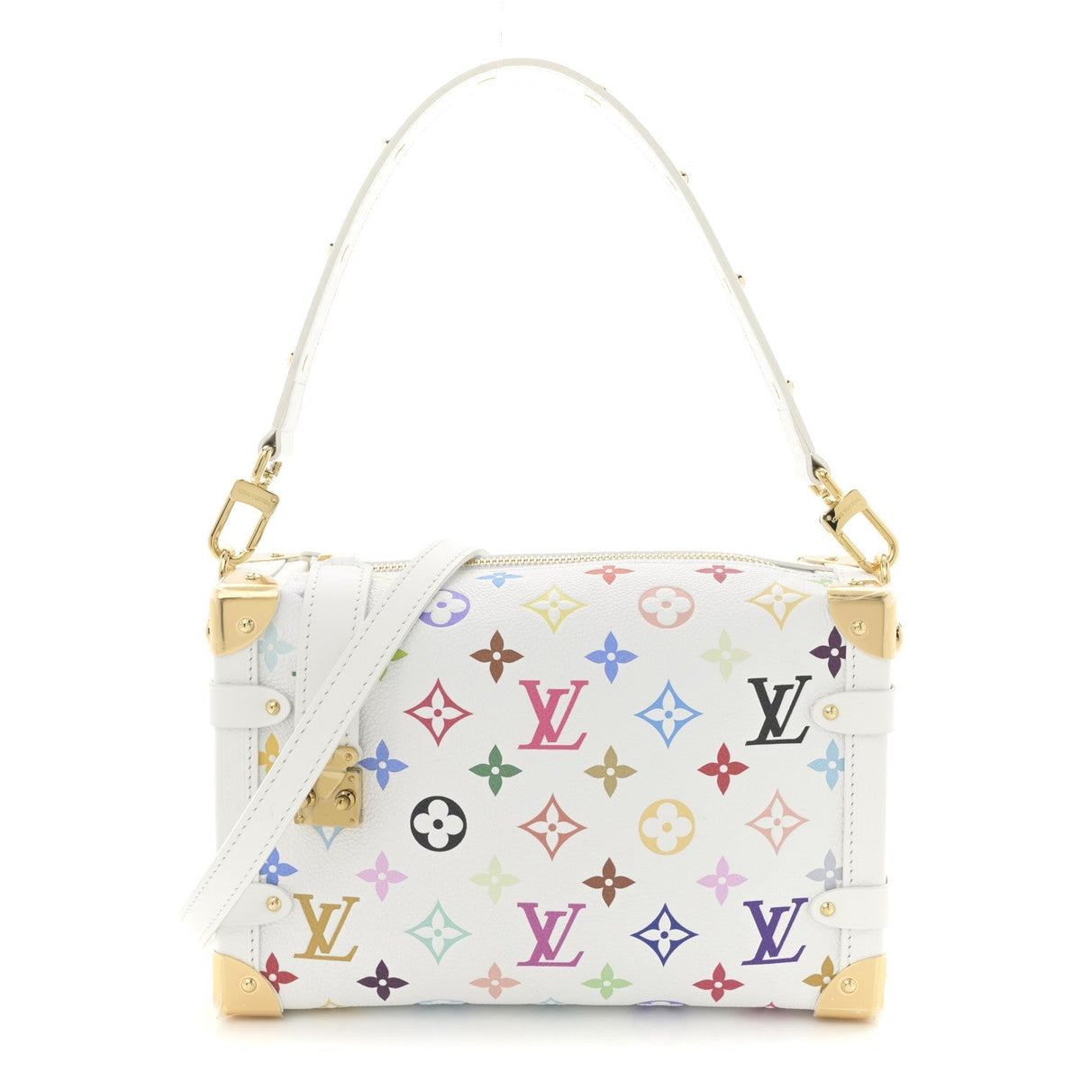 LV x TM Cowhide Monogram Multicolor Side Trunk MM White