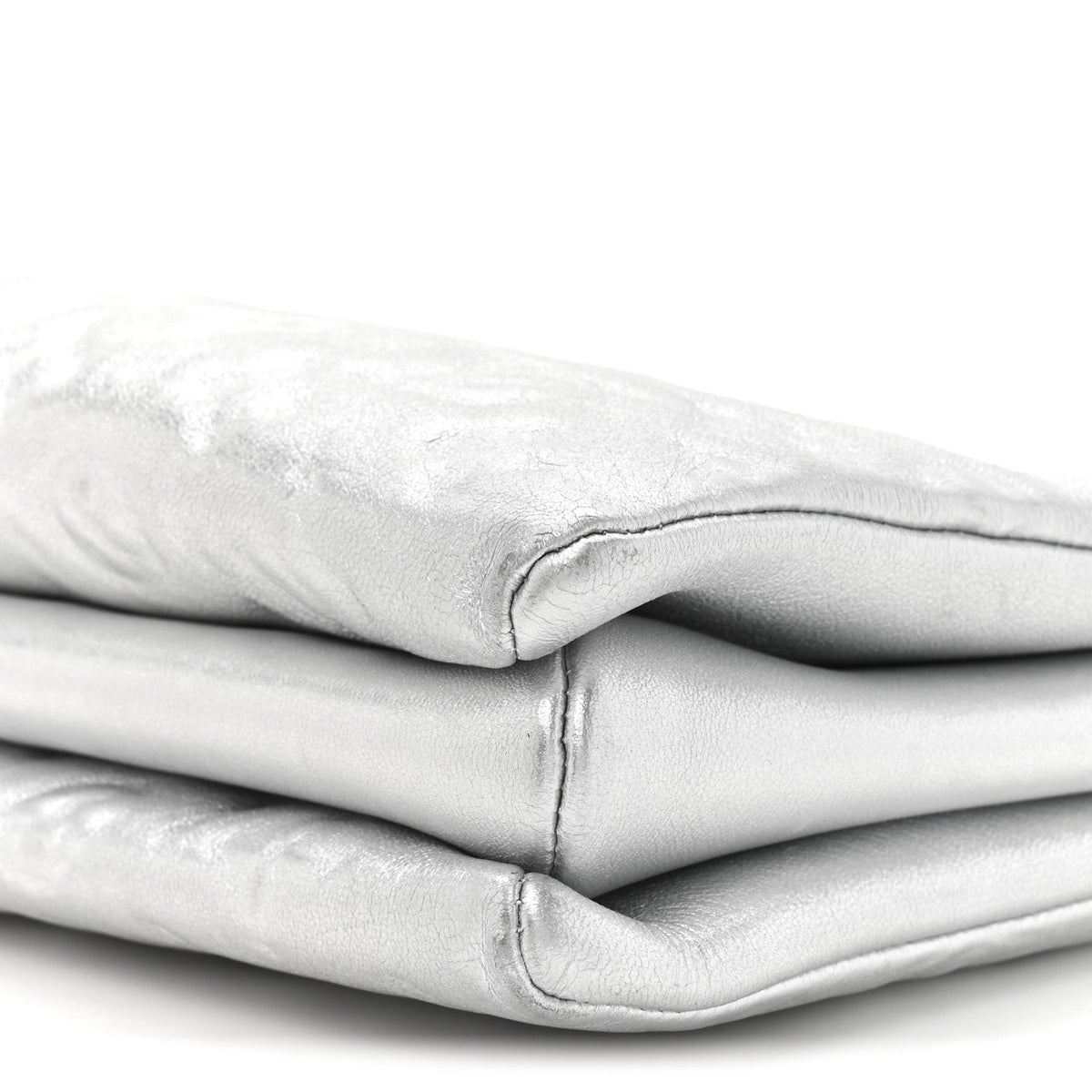 Metallic Lambskin Embossed Monogram Coussin PM Silver