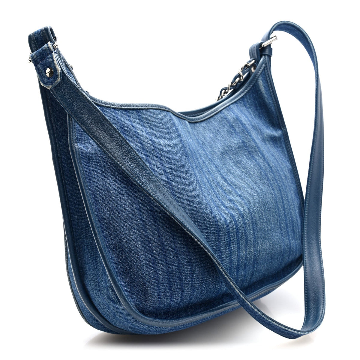 Denim Quilted Jungle Stroll Hobo Bag Blue