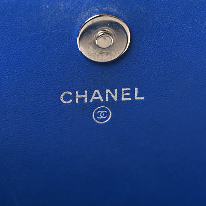 Lambskin Quilted Square Wallet On Chain WOC Blue