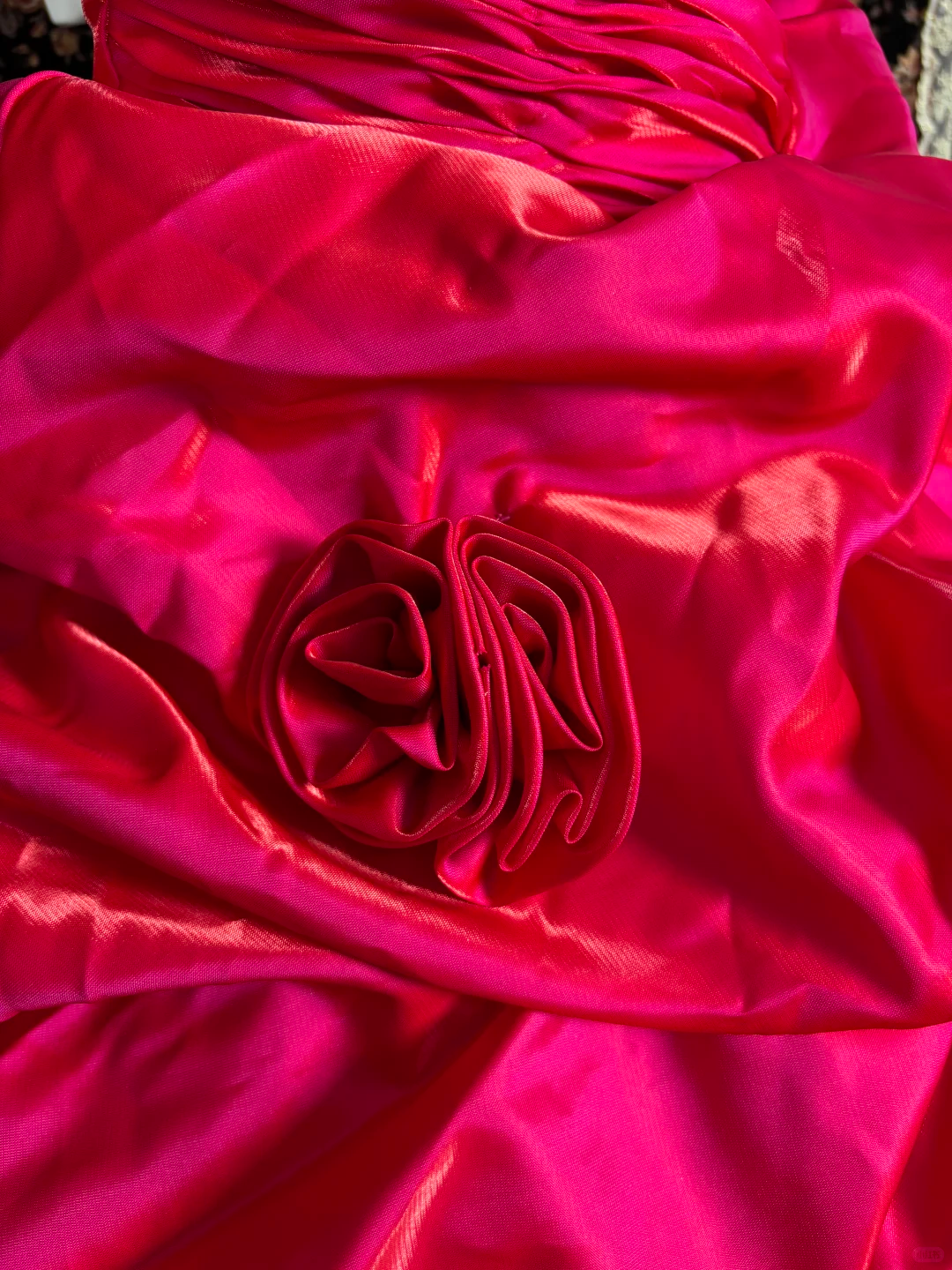Vintage Hot Pink Ball Gown Strapless Pleated Satin Prom Dress Sweet 16 Dress SH5798