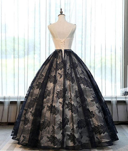 Unique lace round neck lace long prom dress, lace evening dress M4876