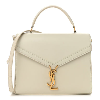 Smooth Calfskin Medium Classic Monogram Cassandra Top Handle Crema Soft Rouge Legion
