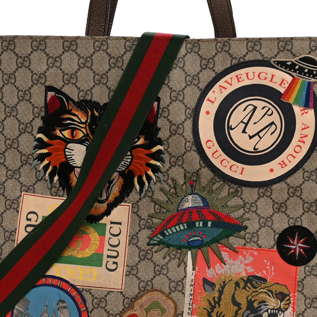 Soft GG Supreme Monogram Courrier Vertical Tote Beige New Acero