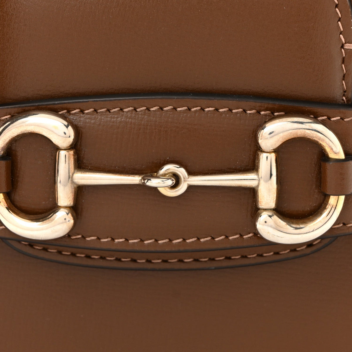 Azalea Calfskin Mini Horsebit 1955 Rounded Shoulder Bag Brown Sugar