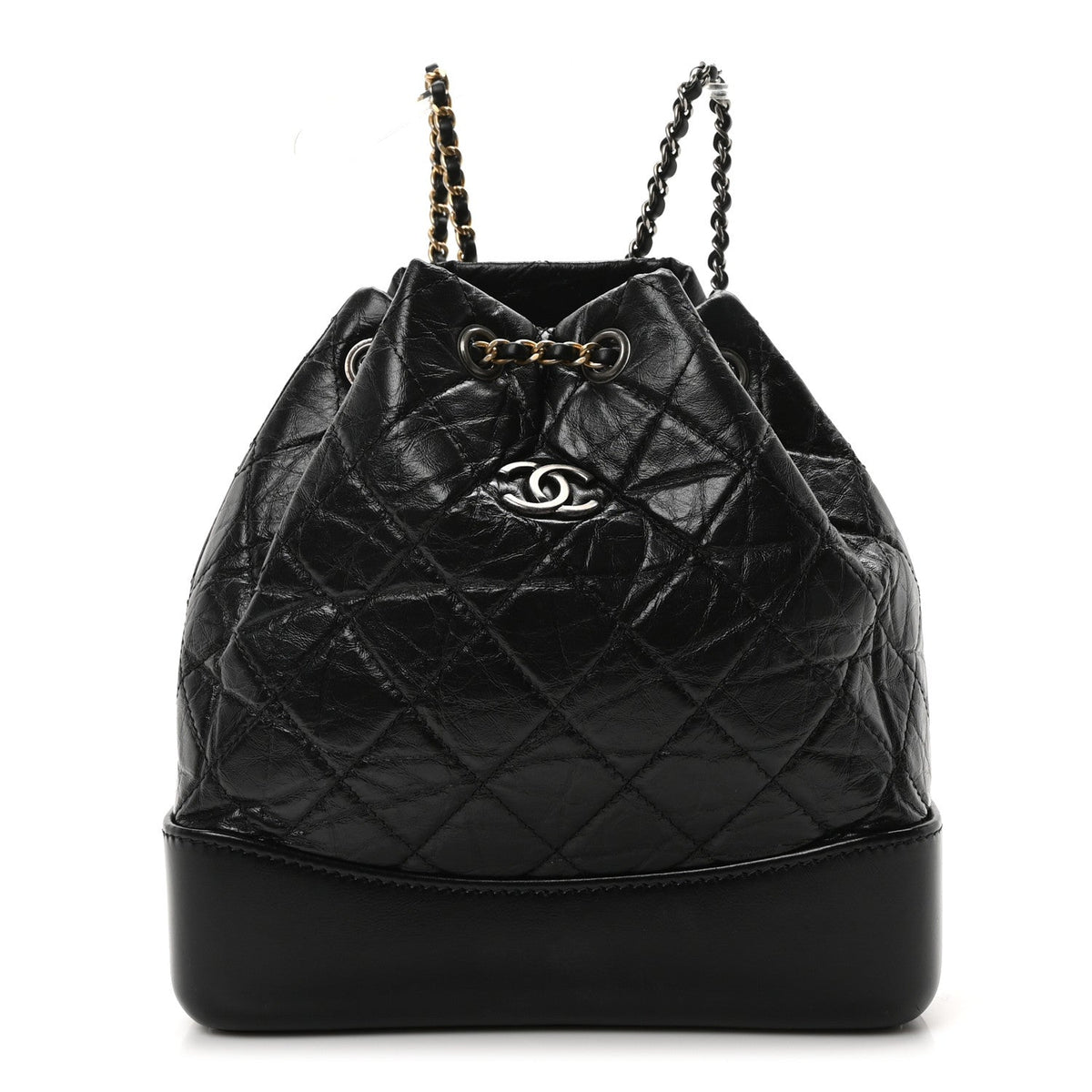 Aged Calfskin Quilted Small Gabrielle Backpack Black