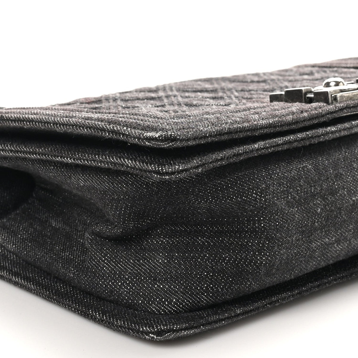 Denim Quilted Medium Boy Flap Black
